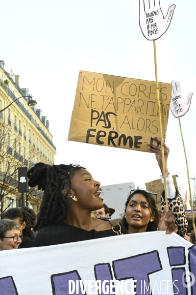 Manifestation pour La Journée internationale des droits des femmes, le 8 Mars 2025. International women sday in Paris.