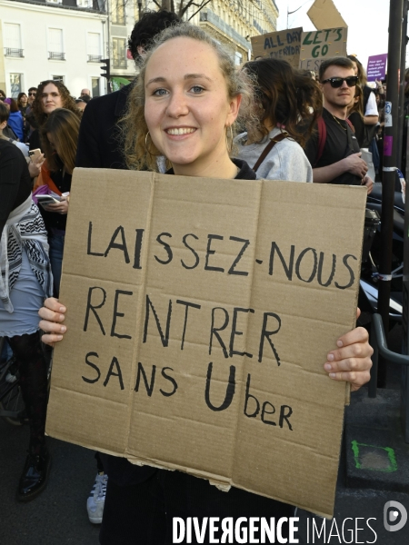 Manifestation pour La Journée internationale des droits des femmes, le 8 Mars 2025. International women sday in Paris.