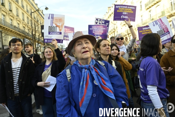 Manifestation pour La Journée internationale des droits des femmes, le 8 Mars 2025. International women sday in Paris.