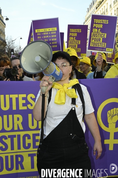 Manifestation pour La Journée internationale des droits des femmes, le 8 Mars 2025. International women sday in Paris.