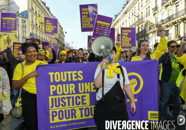 Manifestation pour La Journée internationale des droits des femmes, le 8 Mars 2025. International women sday in Paris.