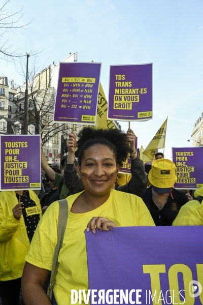 Manifestation pour La Journée internationale des droits des femmes, le 8 Mars 2025. International women sday in Paris.