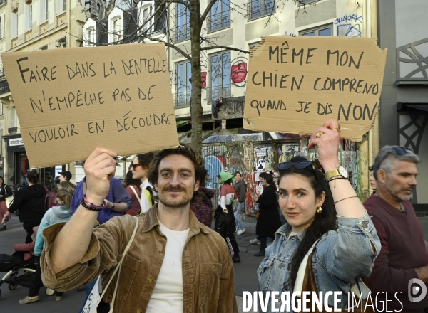 Manifestation pour La Journée internationale des droits des femmes, le 8 Mars 2025. International women sday in Paris.