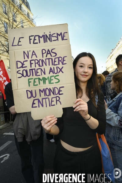 Manifestation pour La Journée internationale des droits des femmes, le 8 Mars 2025. International women sday in Paris.