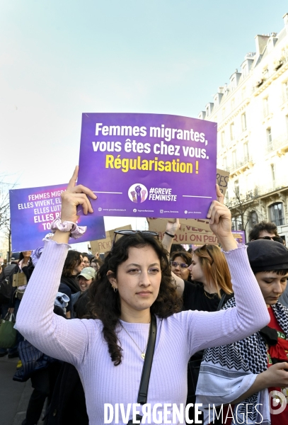Manifestation pour La Journée internationale des droits des femmes, le 8 Mars 2025. International women sday in Paris.