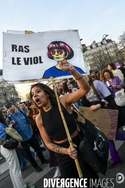 Manifestation pour La Journée internationale des droits des femmes, le 8 Mars 2025. International women sday in Paris.