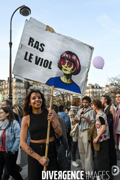 Manifestation pour La Journée internationale des droits des femmes, le 8 Mars 2025. International women sday in Paris.