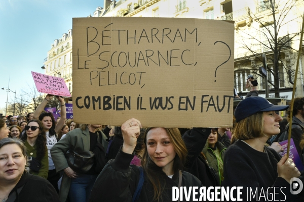 Manifestation pour La Journée internationale des droits des femmes, le 8 Mars 2025. International women sday in Paris.