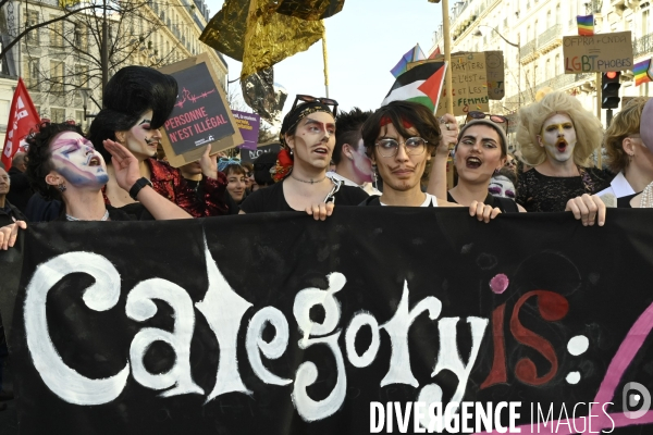 Manifestation pour La Journée internationale des droits des femmes, le 8 Mars 2025. International women sday in Paris.