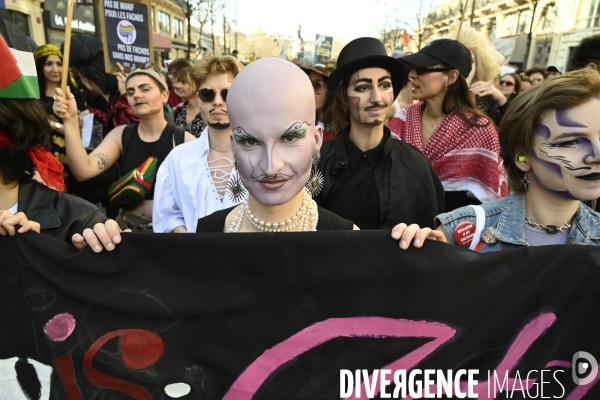 Manifestation pour La Journée internationale des droits des femmes, le 8 Mars 2025. International women sday in Paris.