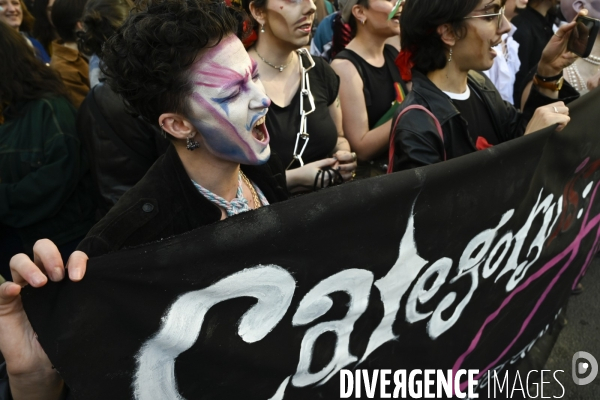 Manifestation pour La Journée internationale des droits des femmes, le 8 Mars 2025. International women sday in Paris.
