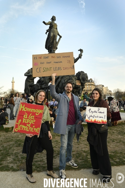 Manifestation pour La Journée internationale des droits des femmes, le 8 Mars 2025. International women sday in Paris.