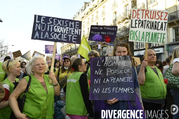 Manifestation pour La Journée internationale des droits des femmes, le 8 Mars 2025. International women sday in Paris.