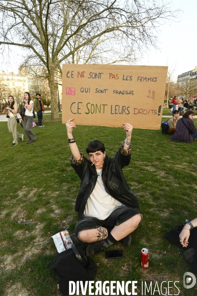 Manifestation pour La Journée internationale des droits des femmes, le 8 Mars 2025. International women sday in Paris.