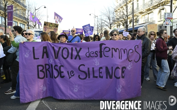 Manifestation pour La Journée internationale des droits des femmes, le 8 Mars 2025. International women sday in Paris.