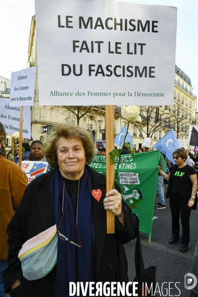 Manifestation pour La Journée internationale des droits des femmes, le 8 Mars 2025. International women sday in Paris.