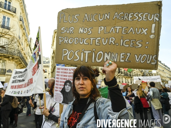 Manifestation pour La Journée internationale des droits des femmes, le 8 Mars 2025. International women sday in Paris.