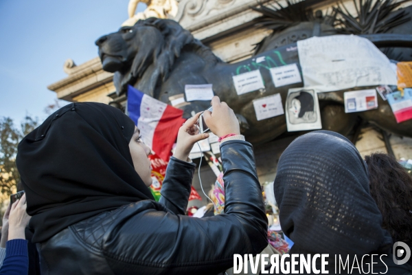 PLACE DE LA REPUBLIQUE_2 jours après des attentats terroristes au Bataclan, à Paris et à Saint-Denis