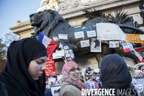 PLACE DE LA REPUBLIQUE_2 jours après des attentats terroristes au Bataclan, à Paris et à Saint-Denis
