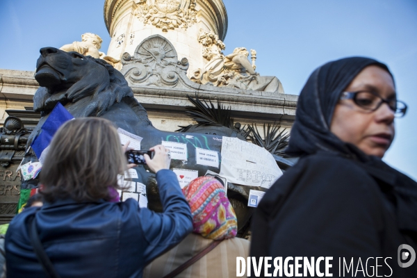 PLACE DE LA REPUBLIQUE_2 jours après des attentats terroristes au Bataclan, à Paris et à Saint-Denis