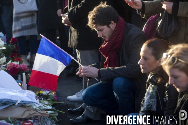 PLACE DE LA REPUBLIQUE_2 jours après des attentats terroristes au Bataclan, à Paris et à Saint-Denis