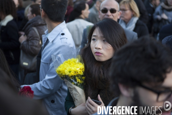PLACE DE LA REPUBLIQUE_2 jours après des attentats terroristes au Bataclan, à Paris et à Saint-Denis