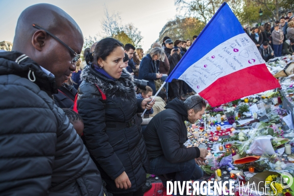 PLACE DE LA REPUBLIQUE_2 jours après des attentats terroristes au Bataclan, à Paris et à Saint-Denis