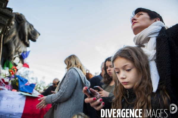 PLACE DE LA REPUBLIQUE_2 jours après des attentats terroristes au Bataclan, à Paris et à Saint-Denis