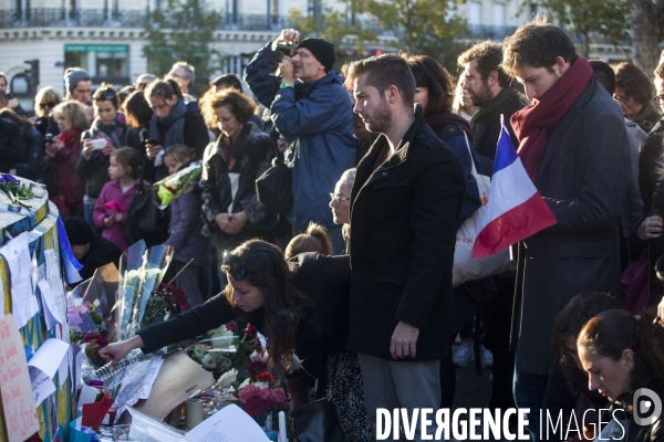 PLACE DE LA REPUBLIQUE_2 jours après des attentats terroristes au Bataclan, à Paris et à Saint-Denis