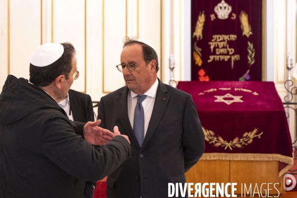 Agression du rabbin Engelberg. François Hollande à la synagogue 