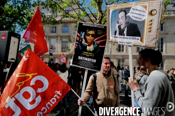 Greve et manifestation des salariés de france télévisions et radio france 