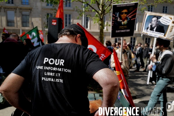 Greve et manifestation des salariés de france télévisions et radio france 