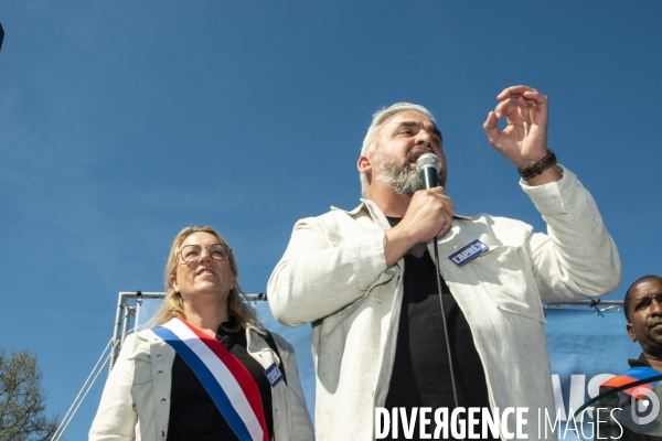 Rassemblement contre l extreme droite. Place de la République, Paris. Demonstration against the far right movements.