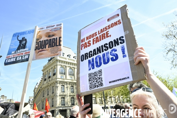 Rassemblement contre l extreme droite. Place de la République, Paris. Demonstration against the far right movements.