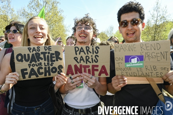 Rassemblement contre l extreme droite. Place de la République, Paris. Demonstration against the far right movements.