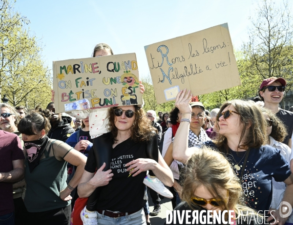 Rassemblement contre l extreme droite. Place de la République, Paris. Demonstration against the far right movements.