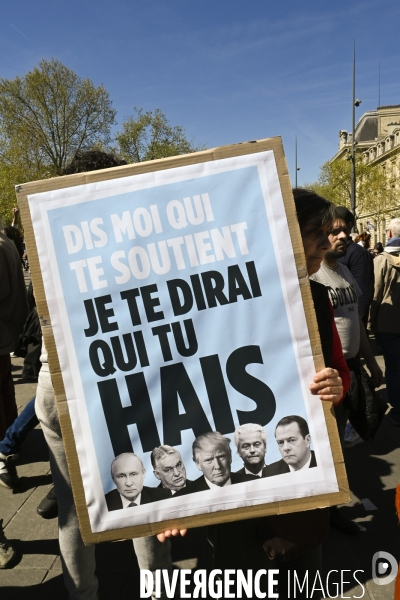 Rassemblement contre l extreme droite. Place de la République, Paris. Demonstration against the far right movements.