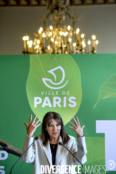 Anne Hidalgo conference presse  des 10 ans de l Accord de Paris