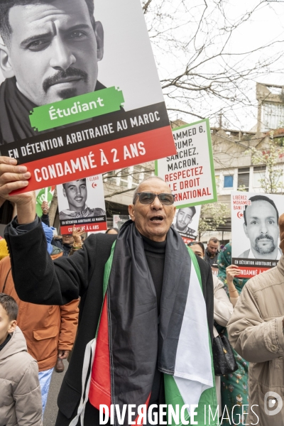 Départ de la marche pour la liberté  d’Ivry-sur-Seine à la prison de Kénitra au Maroc réalisée par Claude Mangin.