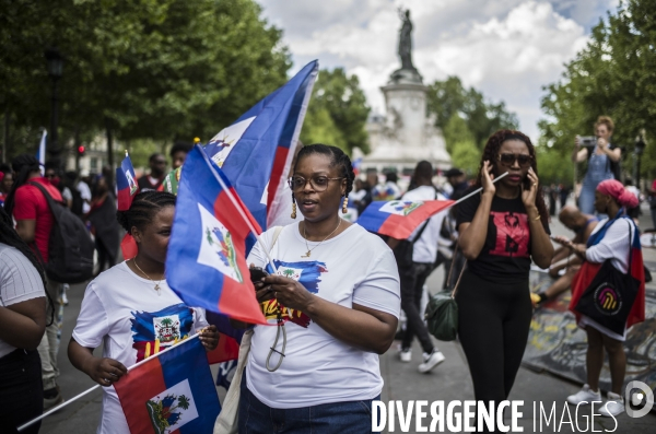 Marche pour un appel a la paix en haiti, place de la republique, paris.