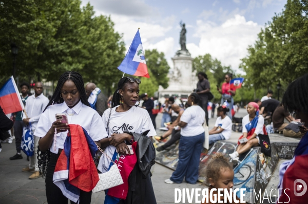 Marche pour un appel a la paix en haiti, place de la republique, paris.