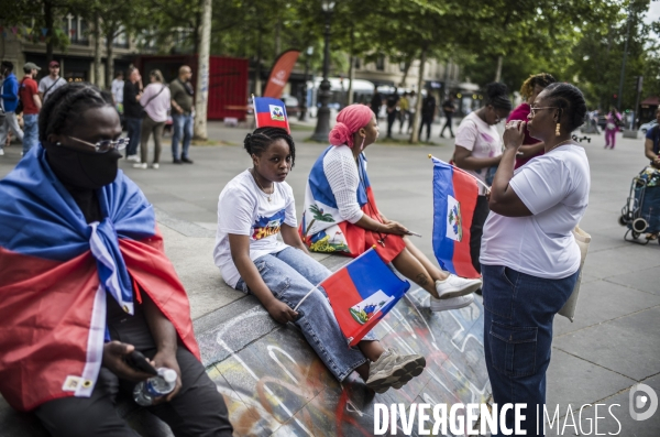 Marche pour un appel a la paix en haiti, place de la republique, paris.