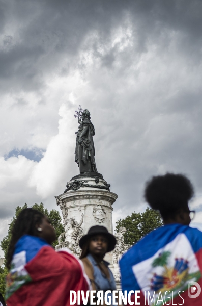 Marche pour un appel a la paix en haiti, place de la republique, paris.