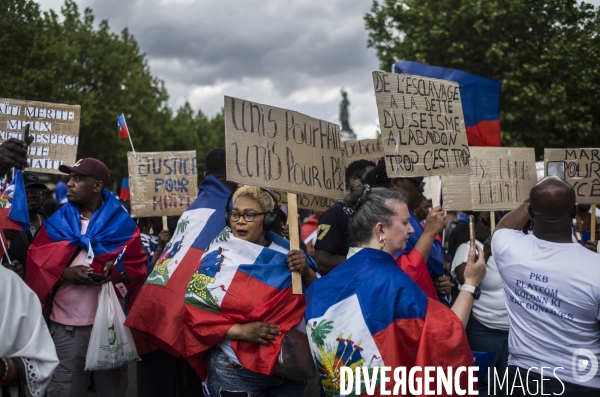 Marche pour un appel a la paix en haiti, place de la republique, paris.