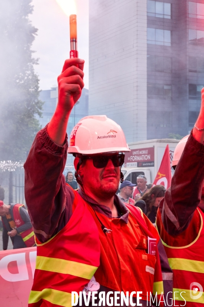 Manifestation des salaries Arcelor Mittal, Saint Denis