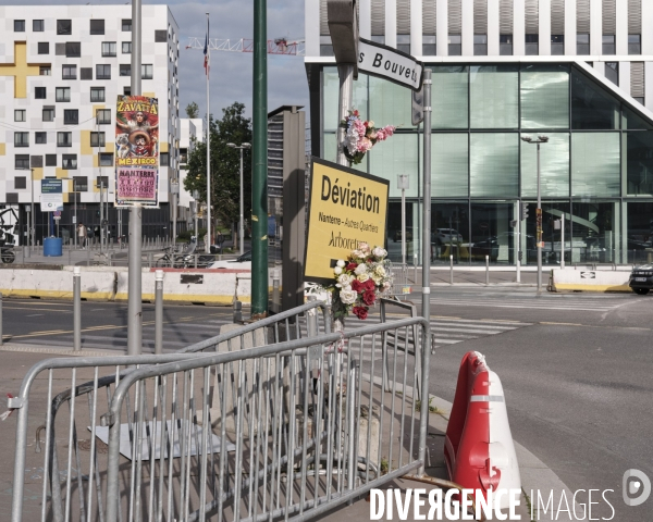Nanterre Bd des Bouvets , hommage à Nahel Merzouk tué par la police