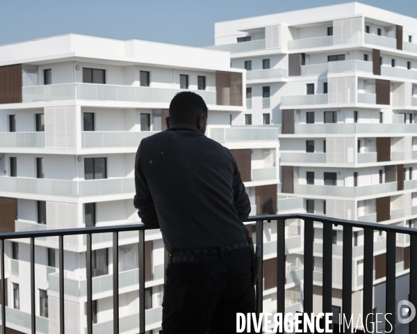 Ouvrier, chantier d’immeubles d’habitation, ZAC des Ardoines, Vitry-sur-Seine