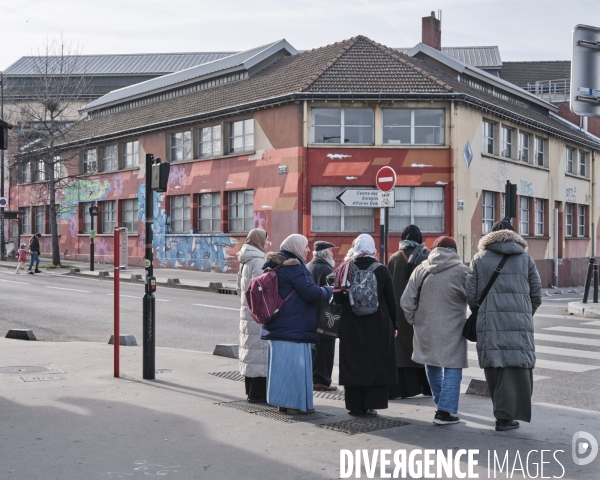 Abords du métro ligne 12 Aimé Césaire, croisement rue Felix Faure et rue Sadi Carnot, Aubervilliers