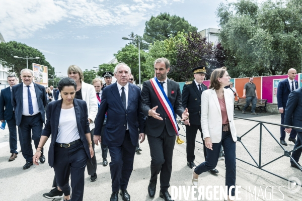 Visite de Francois Bayrou a la Mosson, quartier populaire de Montpellier, le 06.06.2025