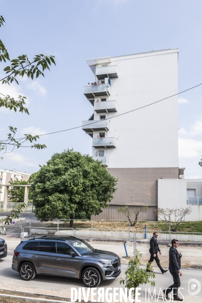 Visite de Francois Bayrou  a la Mosson, quartier populaire de Montpellier, le 06.06.2025